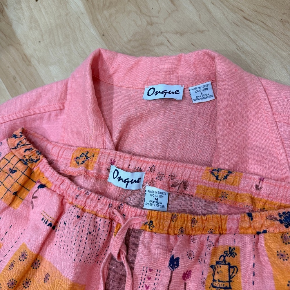 Vintage Patchwork Linen Pants Set - image 6